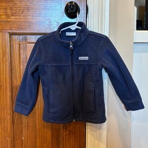 Columbia Navy Blue Fleece Jacket (Size: 2T)